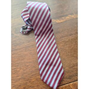 Tasso Elba Mens Silk Burgundy Gray Stripe Classic Necktie 3 x 72